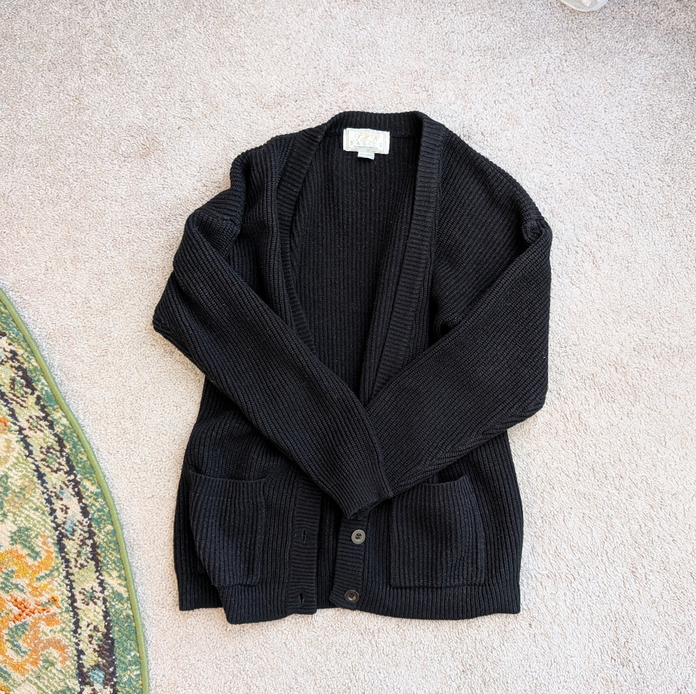 Black Ribbed Cardigan Sweater